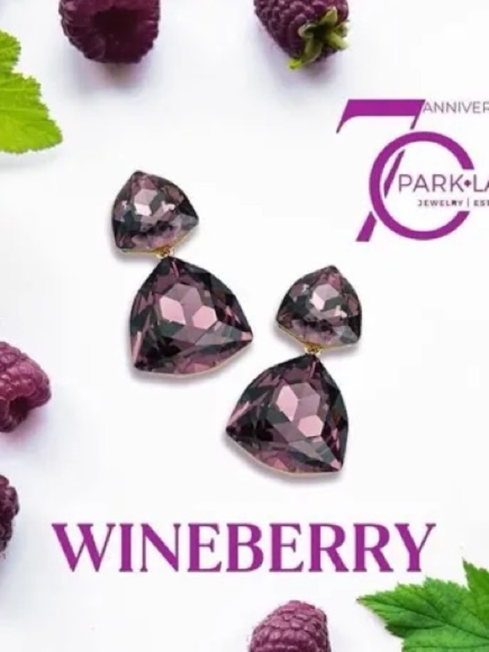 Park Lane Wineberry Drop Crystal Earrings - Deep Berry Purple